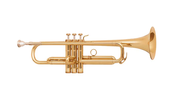 Brass trumpet isolated on white background — Stock Photo, Image