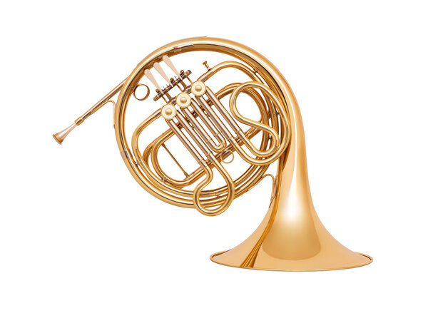 French horn isolated on white background