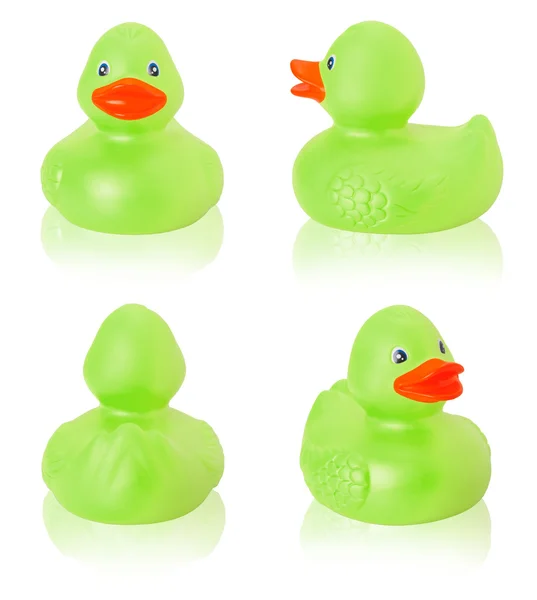 Toy rubber green duck isolated on white — Stock Photo, Image