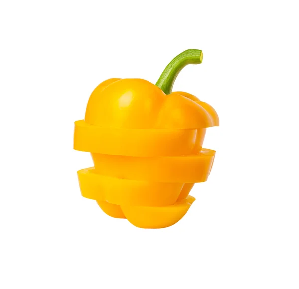 Yellow cutted bell pepper isolated on white — Stock Photo, Image