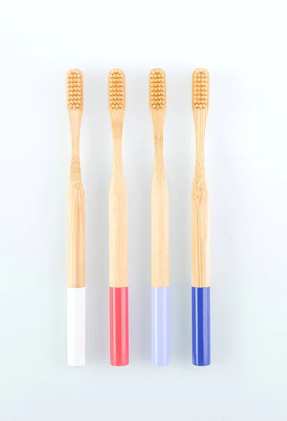 Wooden Toothbrushes White Background — Stock Photo, Image