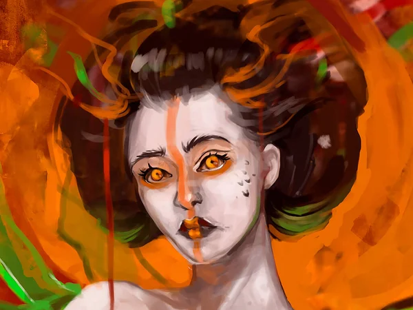Portret Van Een Meisje Oranje Herfstkleuren — Stockfoto