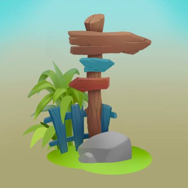 Tahta bir direğin üzerindeki yol işareti.