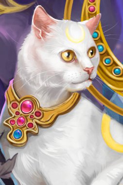 Altın mücevher içinde beyaz kedi