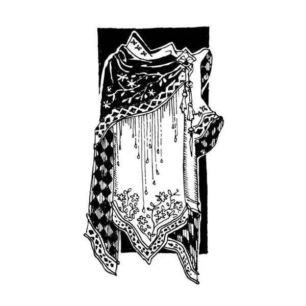 皇家斗篷的黑白插图 — 图库照片