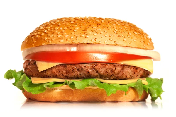 Beyaz arkaplanda hamburger — Stok fotoğraf