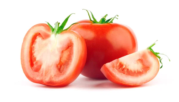 Tomate mit grünem Blatt — Stockfoto