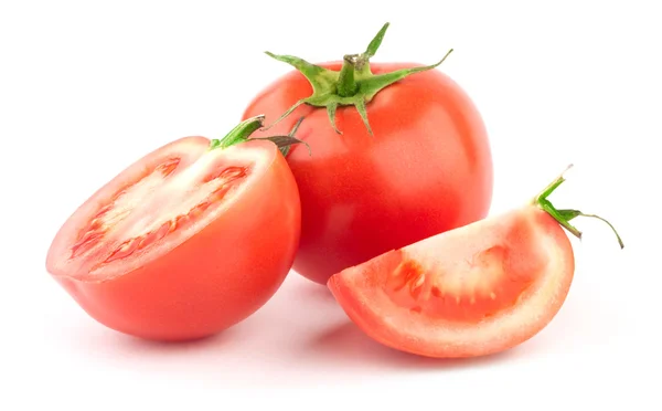 Tomate mit grünem Blatt — Stockfoto