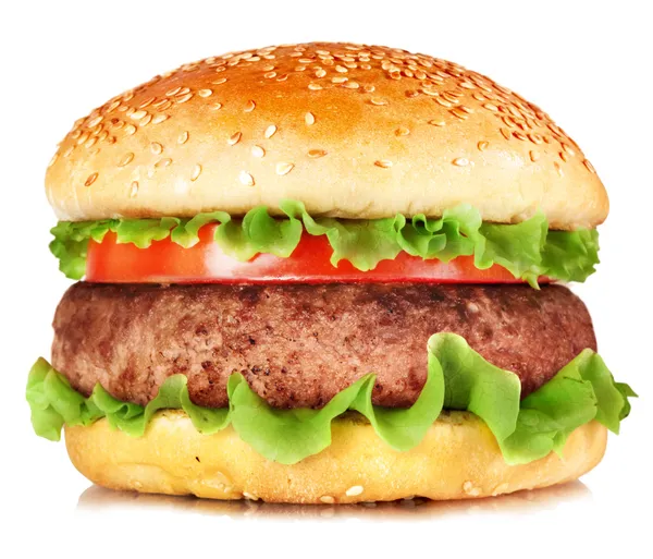 Burger na białym tle — Zdjęcie stockowe