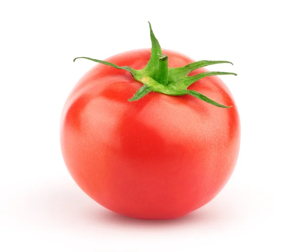 Tomate mit grünem Blatt — Stockfoto