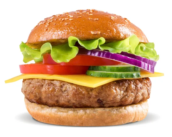 Cheeseburger su sfondo bianco — Foto Stock