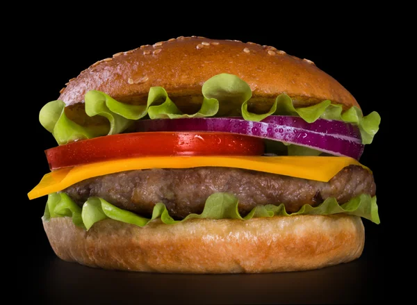Cheeseburger σε μαύρο φόντο — Φωτογραφία Αρχείου