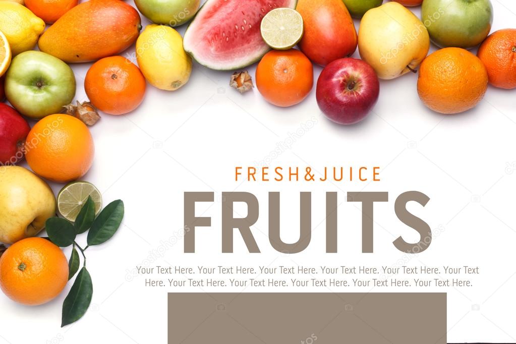 Fruits on white background