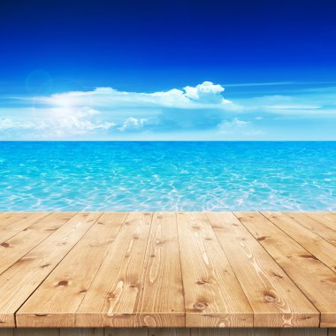 Empty wooden table in a sun for product placement or montage clipart