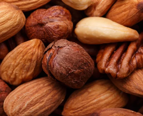 Bakgrundsstruktur diverse blandade nötter — Stockfoto