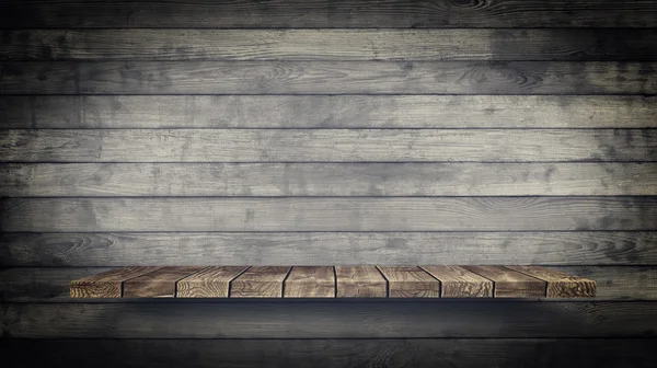 Wood vintage shelf on the wall — Stock Photo, Image