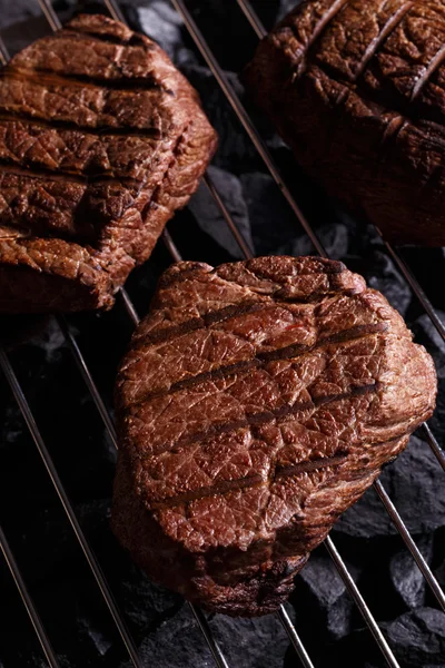 Closeup Beef steak on a barbecue grill — Stock Photo, Image