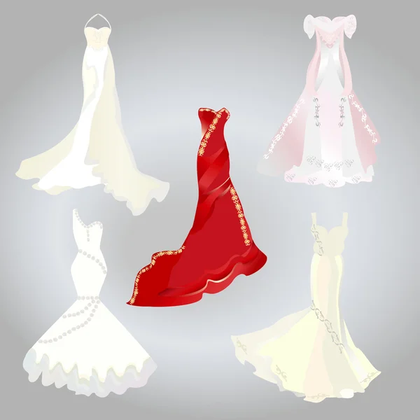 Set of wedding dresses — Stock Vector