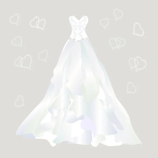 Wedding dress with ruffles — Stock Vector