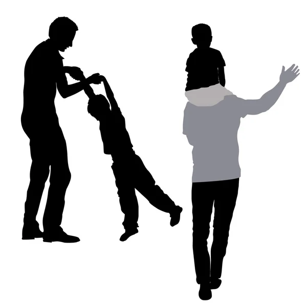 Papa jouer avec son fils silhouette — Image vectorielle