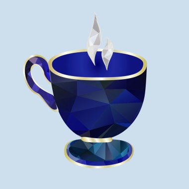 polygonal blue cup clipart