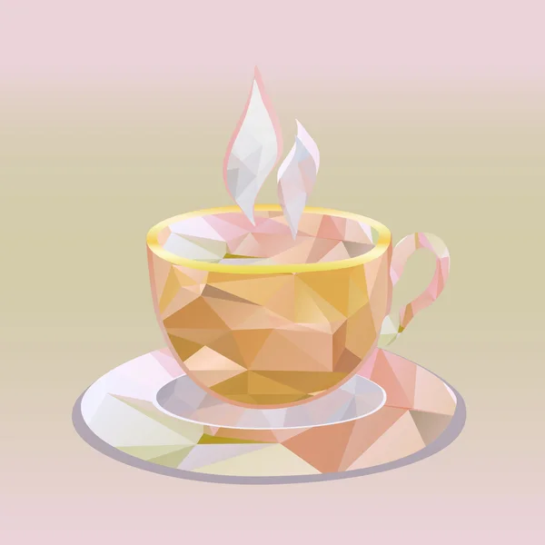 Полигональная чашка розовая — стоковый вектор