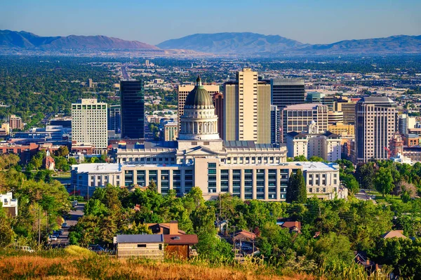 Salt Lake City Skyline Met Utah State Capitol Hoofdstad Het — Stockfoto