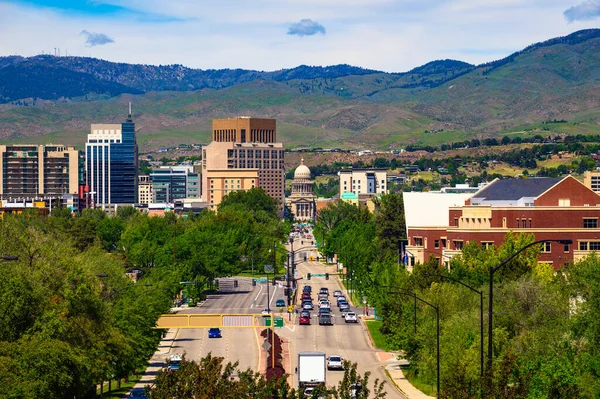Downtown Boise Idaho Met Capitol Blvd Leidt Naar Idaho State — Stockfoto