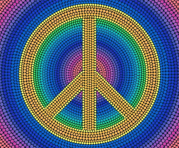 Peace Sign Formed Many Small Colored Cirles Rainbow Mosaic Vector — Stock Vector