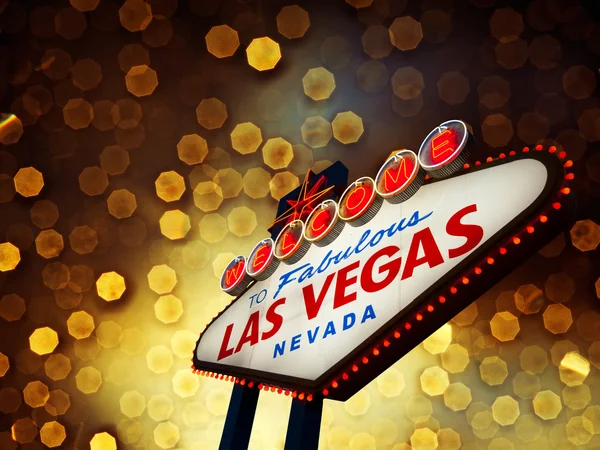 Bienvenido a Las Vegas letrero de neón por la noche — Foto de Stock