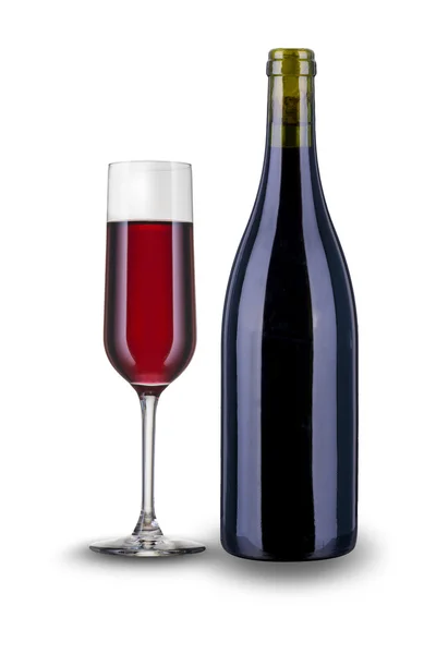 Μπουκάλι και ποτήρι κόκκινο κρασί — Φωτογραφία Αρχείου