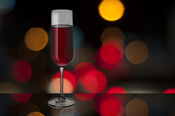 Wine glass with night scene background — Stock Photo, Image