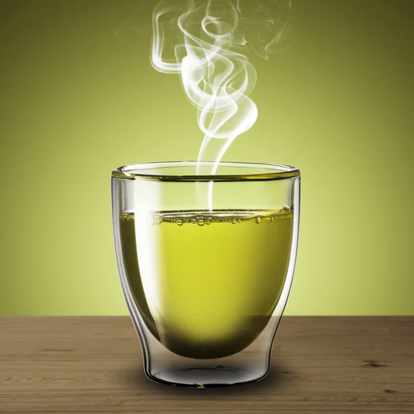 Green Tea on wood table — Stock Photo, Image