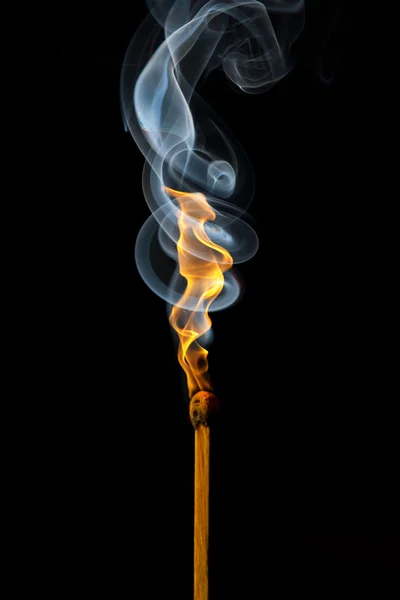 Match light with fire and smoke