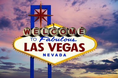 Las vegas neon tabela için gün batımında hoş geldiniz.
