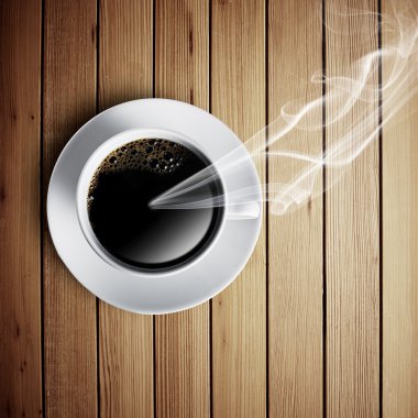 ahşap masa üzerinde sıcak kahve