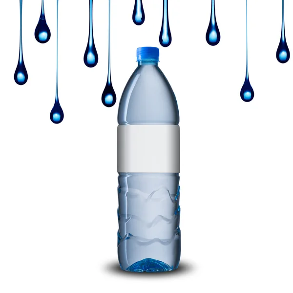 Butelka wody z kropli wody — Zdjęcie stockowe