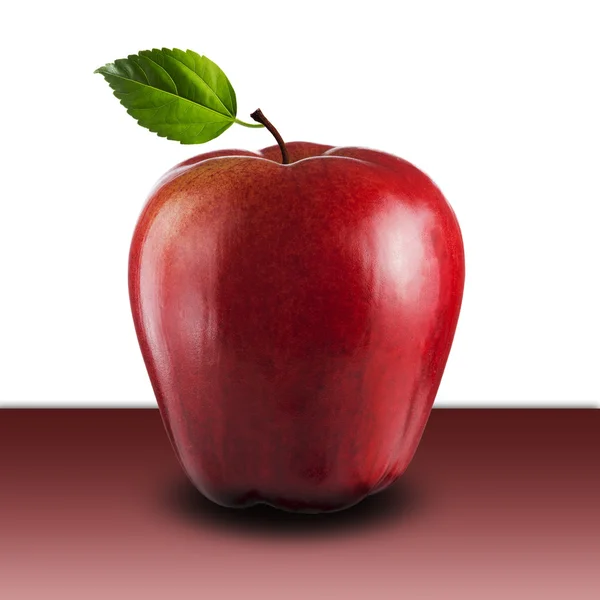 Kırmızı elma yeşil yaprak — Stok fotoğraf