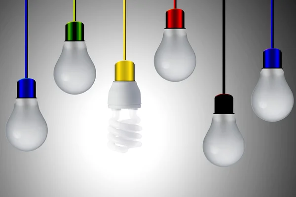 Light bulb with colorful wires — Stock Photo, Image