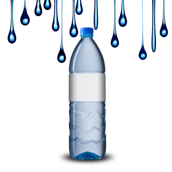 Botella de agua con gota de agua — Foto de Stock