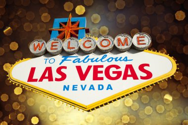 Altın bokeh işaretiyle las vegas Hoşgeldiniz