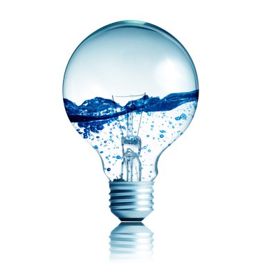 Light bulb with water inside clipart
