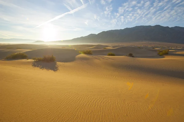 Deserti Dune di sabbia con vento che soffia sabbia — Foto Stock