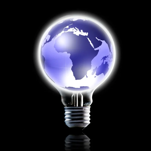 Globe on light bulb — Stock Photo, Image