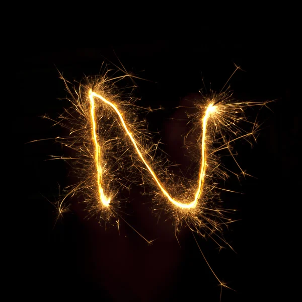 火焰 n 字母 — 图库照片