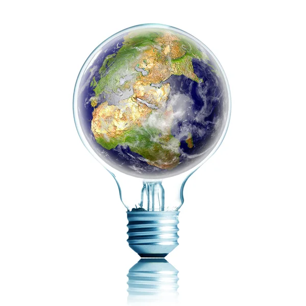 Globe on light bulb — Stock Photo, Image