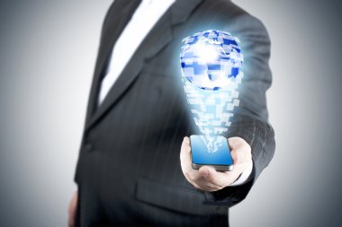 dokunmatik ekran cep telefonundan çıkan 3d dünya