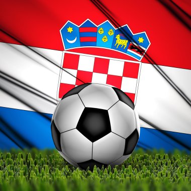 Hırvatistan bayrağı arka plan üzerinde futbol topu