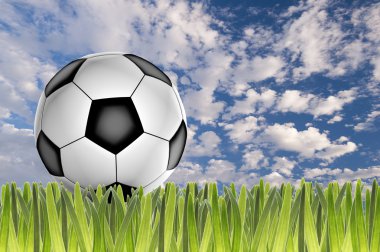 Yeşil çimlerde futbol topu
