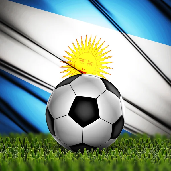 Ballon de football avec drapeau national argentin en arrière-plan — Photo